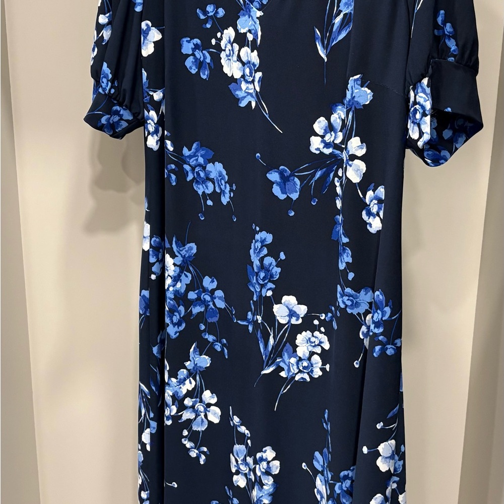 Tommy Hilfiger Blue Puff Sleeve Midi Dress